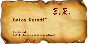 Balog Rezső névjegykártya